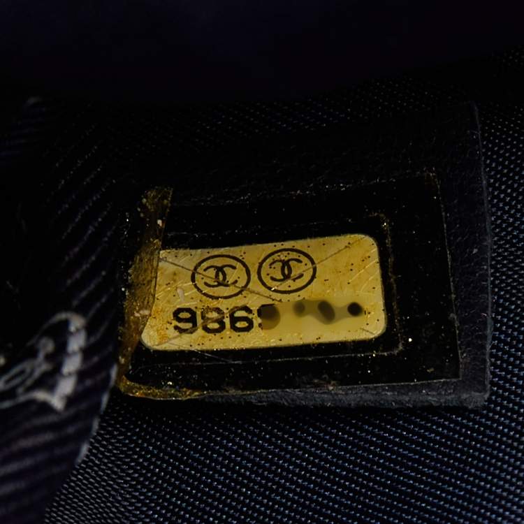 Pre Owned Chanel Navy Blue Perforated Leather Sport Ligne Classic Flap Bag