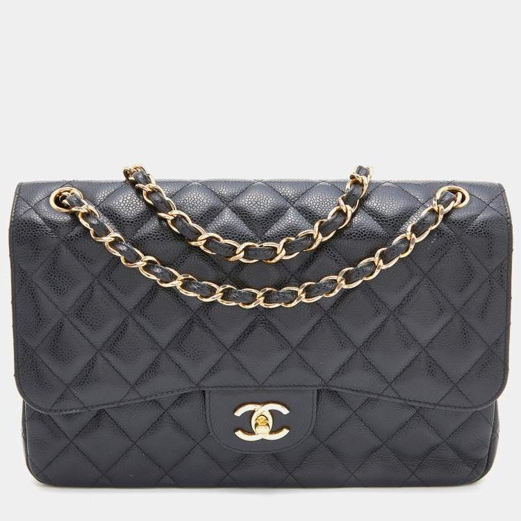 Classic double flap 2025 bag quilted caviar jumbo