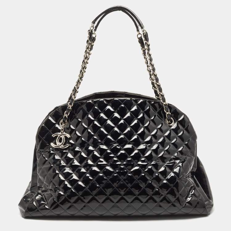 Chanel Black Quilted Patent Leather Large Just Mademoiselle Bowler Bag  Chanel