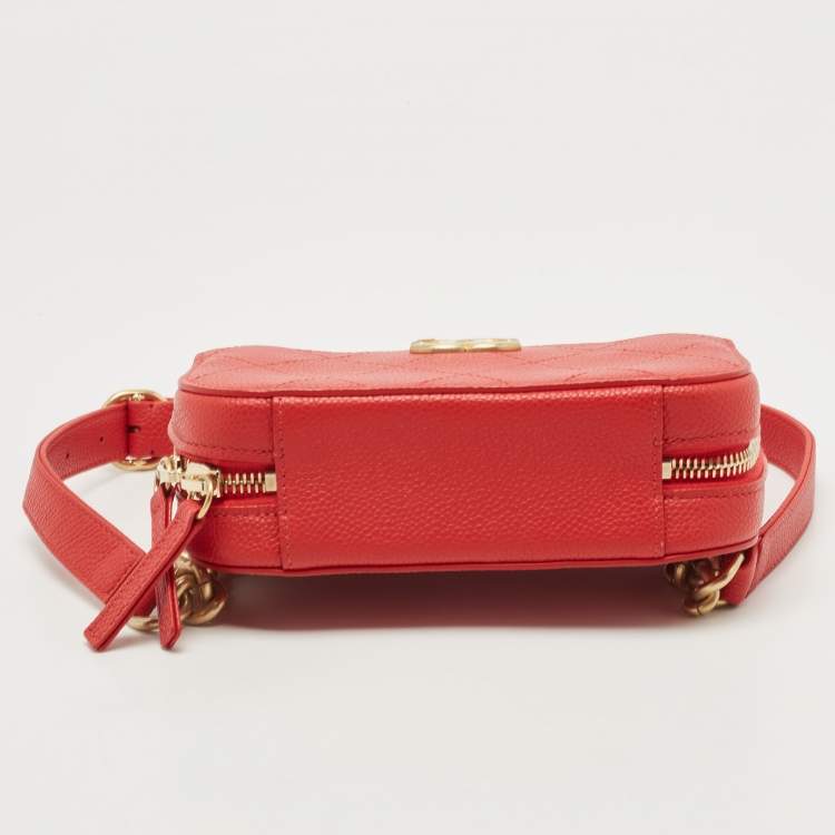Pre Owned Chanel Red Quilted Caviar Leather Chic Affinity Belt Bag