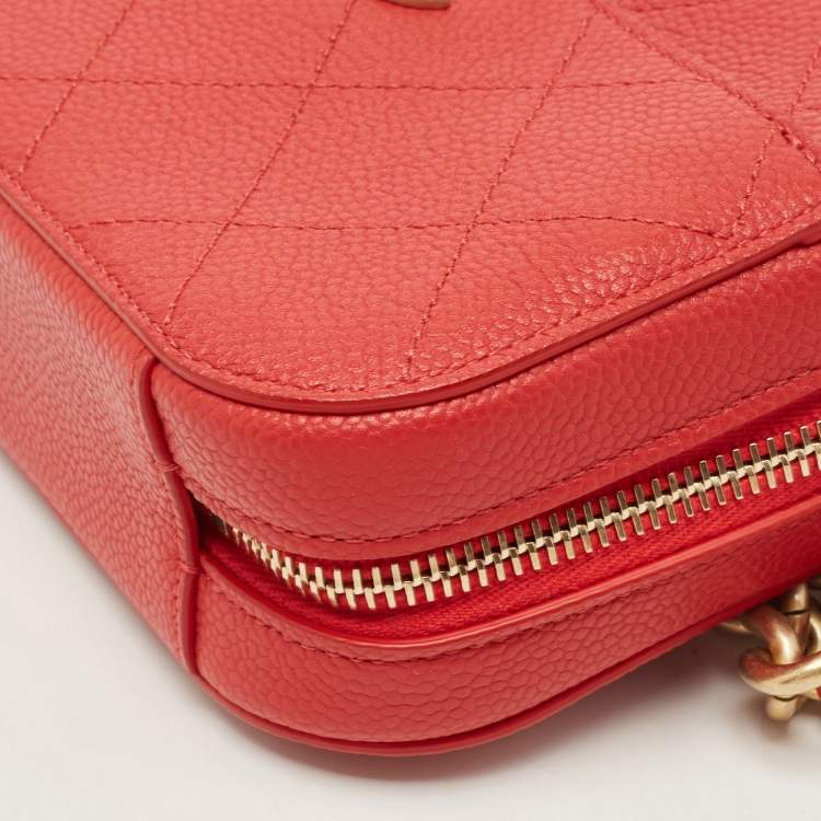 Pre Owned Chanel Red Quilted Caviar Leather Chic Affinity Belt Bag