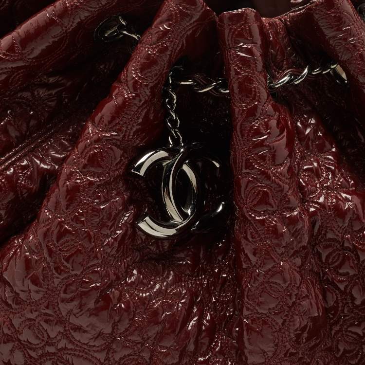 Pre Owned Chanel Dark Red Vinyl Rock in Moscou Hobo