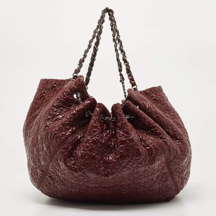 Pre Owned Chanel Dark Red Vinyl Rock in Moscou Hobo
