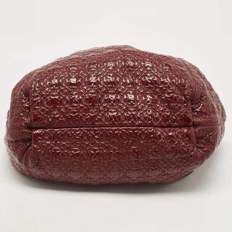 Pre Owned Chanel Dark Red Vinyl Rock in Moscou Hobo