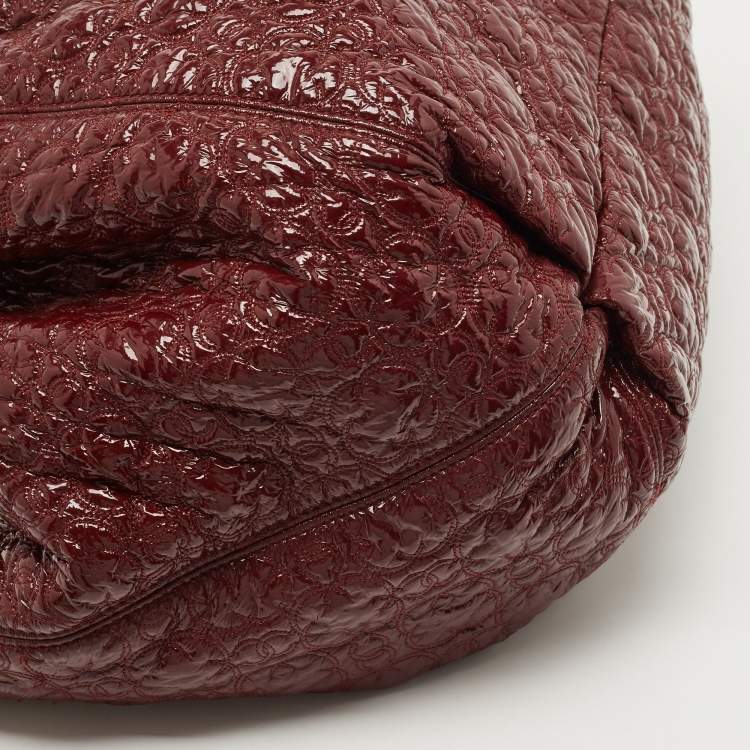 Pre Owned Chanel Dark Red Vinyl Rock in Moscou Hobo