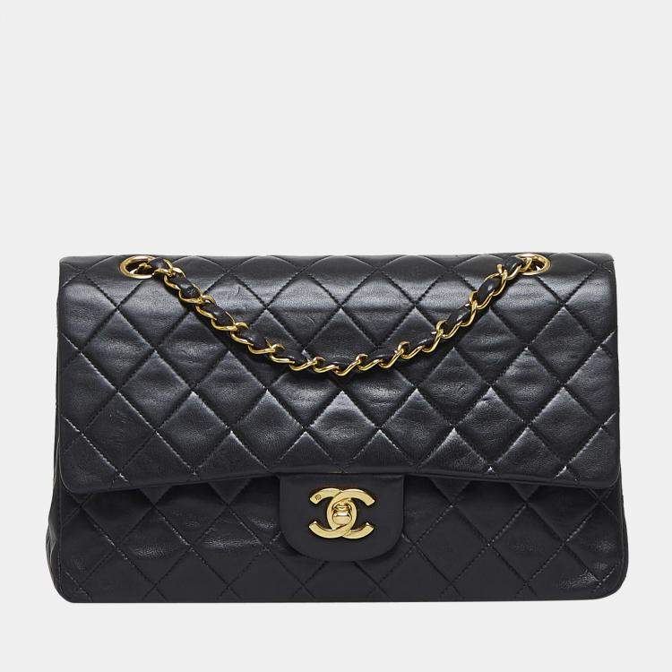 Chanel Black Medium Classic Lambskin Double Flap Bag Chanel TLC