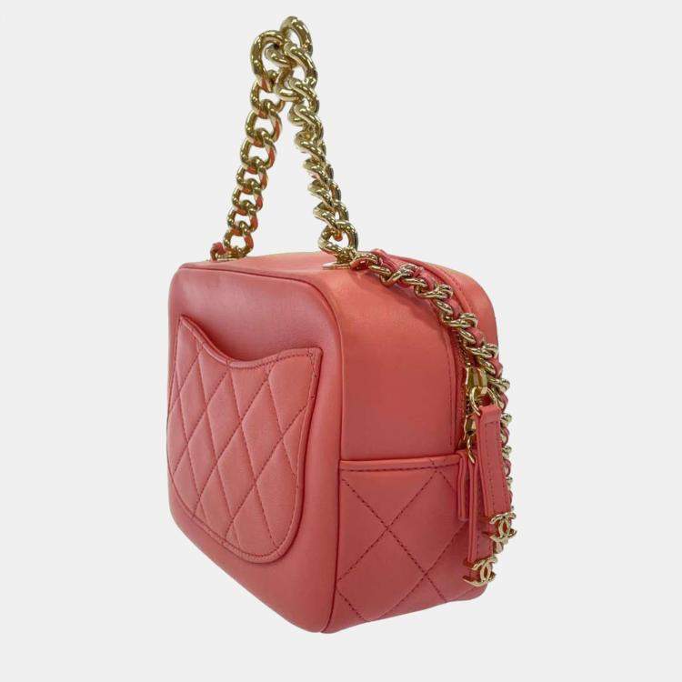 Chanel Pink Leather Small Chain Vanity Case Shoulder Bag Chanel
