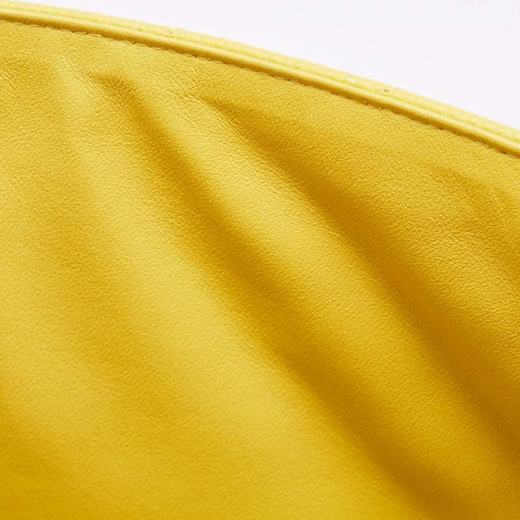 Pre Owned Chanel Yellow Quilted Caviar Leather Maxi Classic Single Flap Bag