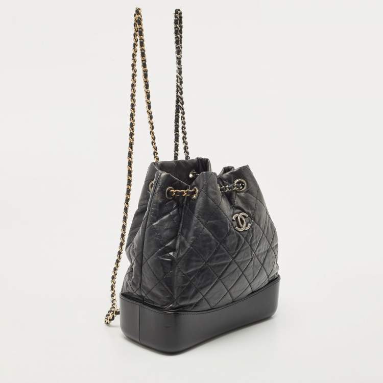 مملوكة مسبقًا Chanel Black Quilted Aged Leather Small Gabrielle Backpack