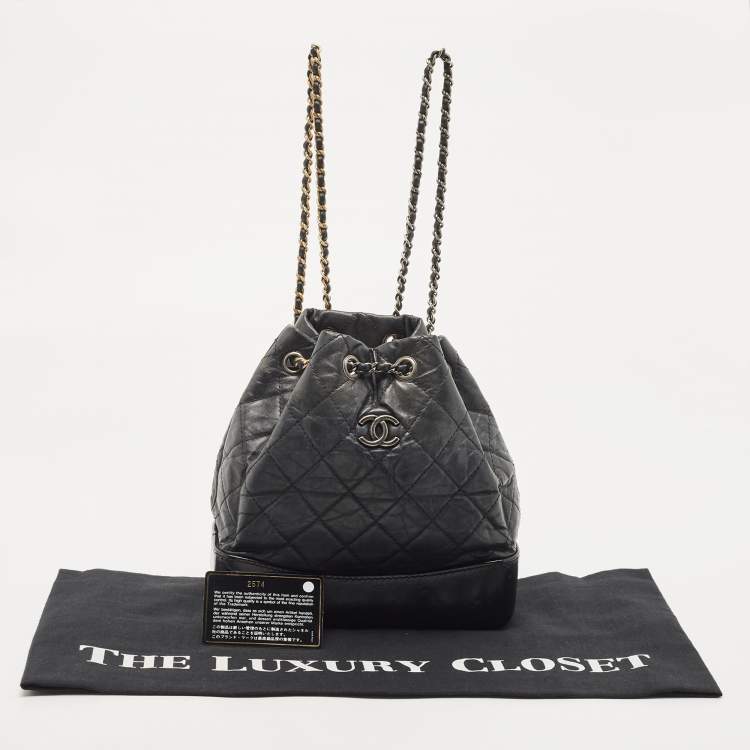 مملوكة مسبقًا Chanel Black Quilted Aged Leather Small Gabrielle Backpack