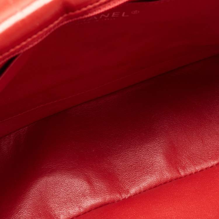 Pre Owned Chanel Red Quilted Leather Jumbo Classic Single Flap Bag