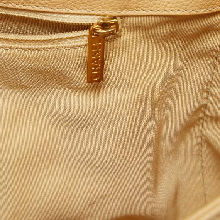 Pre Owned Chanel Beige Leather Cerf Shopper Tote