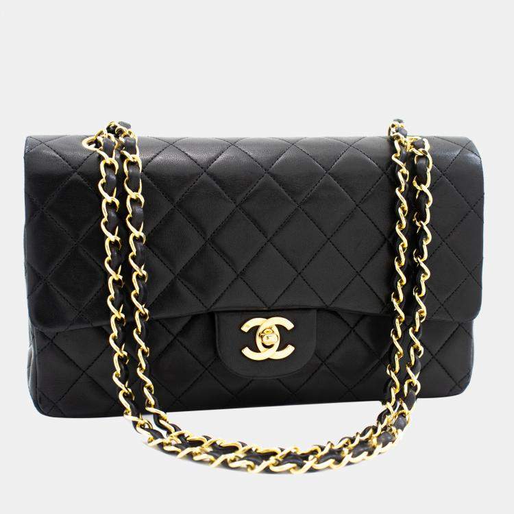 Chanel Black Leather Classic Double Flap Bag Chanel