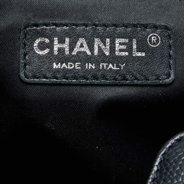 Pre Owned Chanel Black Quilted Caviar Leather XL Petite Shopping Tote