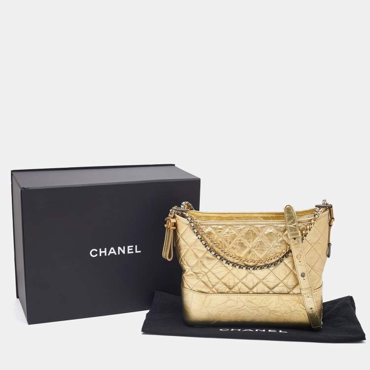 Pre Owned Chanel Gold Quilted Leather Medium Gabrielle Hobo 