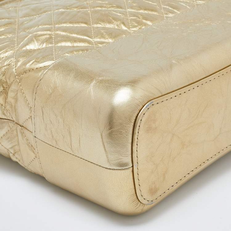 Pre Owned Chanel Gold Quilted Leather Medium Gabrielle Hobo 