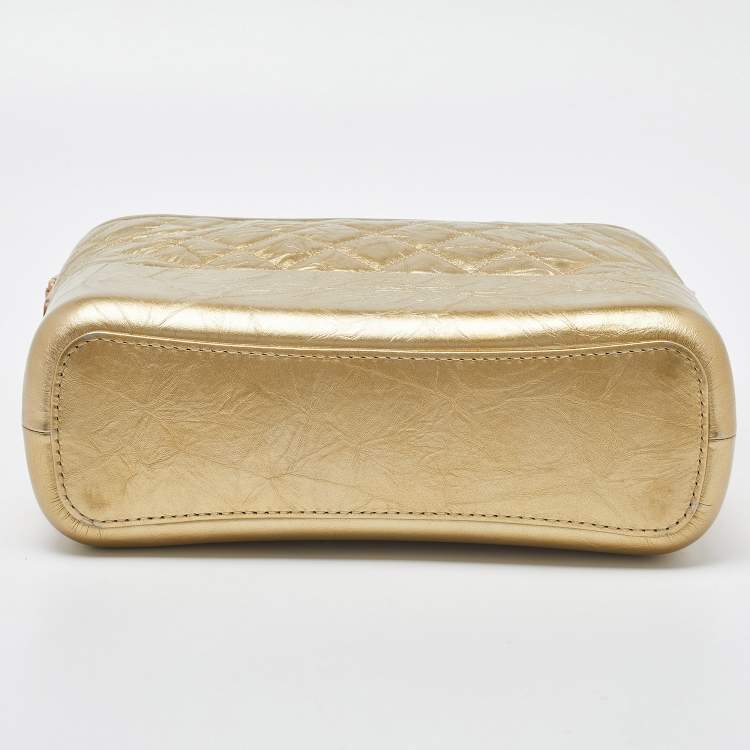 Pre Owned Chanel Gold Quilted Leather Medium Gabrielle Hobo 
