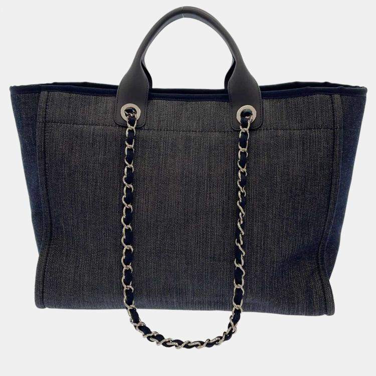 Pre Owned Chanel Black Canvas Large Deauville Tote Bag