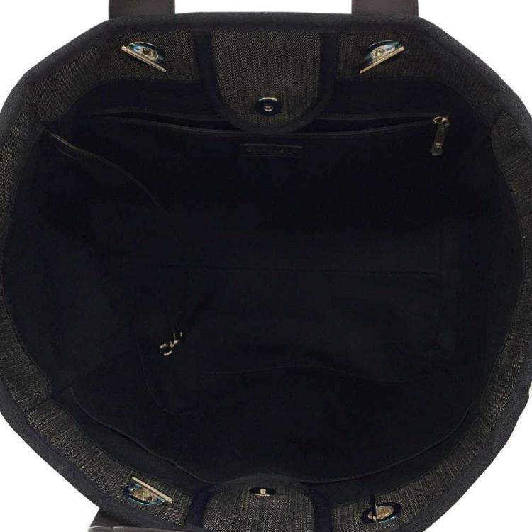 Pre Owned Chanel Black Canvas Large Deauville Tote Bag
