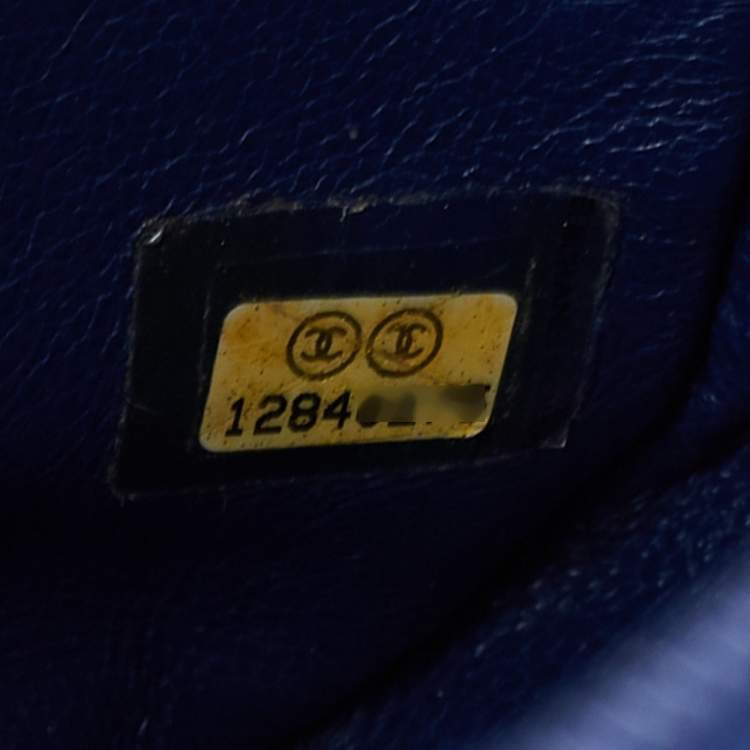 Pre Owned Chanel Blue Quilted Caviar Leather Jumbo Classic Single Flap Bag