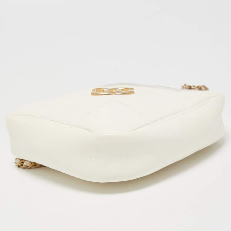 Pre Owned Chanel White Quilted Leather Diamond Bag