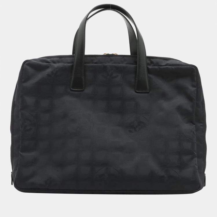 Pre Owned Chanel New Travel Line Nylon & leather Hand bag Black Silver Metal fittings 7962748