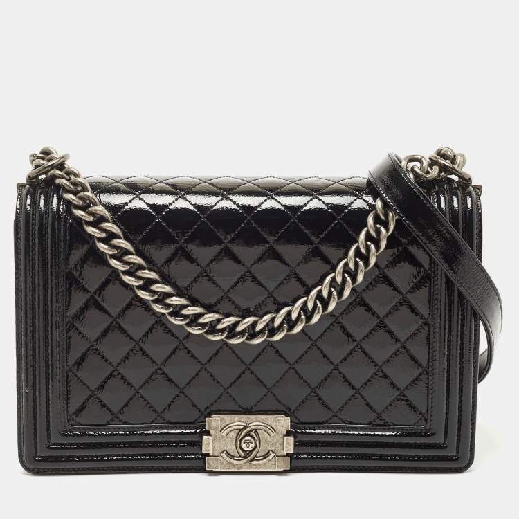Silver Chanel Medium Patent Coco Boy Flap Bag – Designer Revival