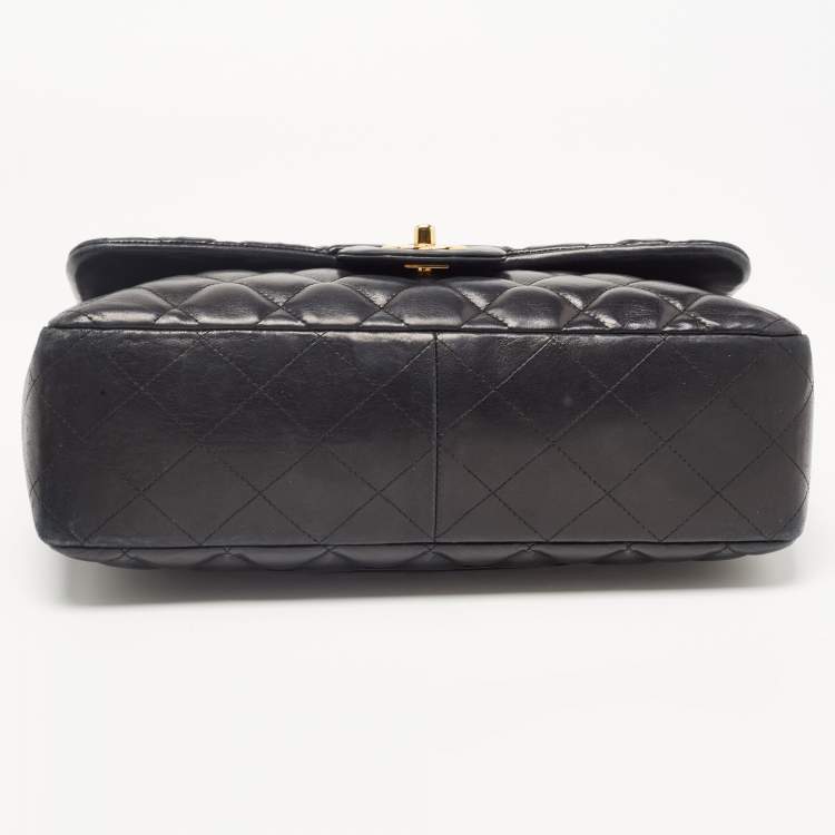 Pre Owned Chanel Black Quilted Leather Jumbo Classic Single Flap Bag