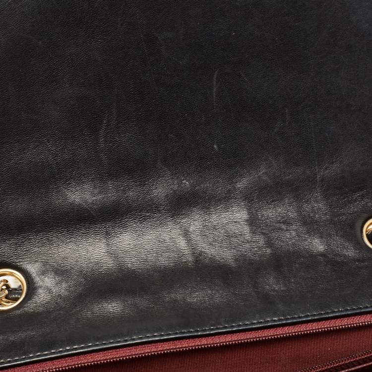 Pre Owned Chanel Black Quilted Leather Jumbo Classic Single Flap Bag
