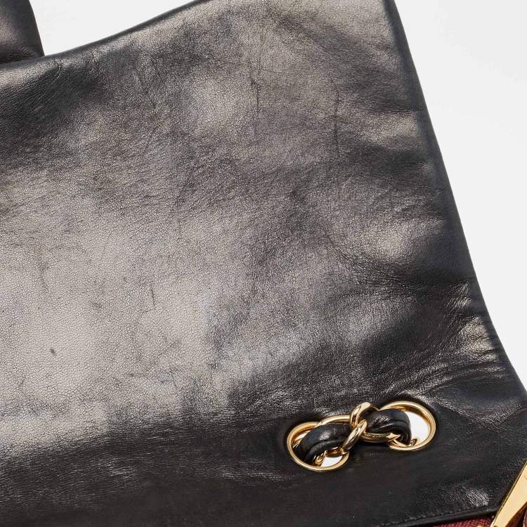 Pre Owned Chanel Black Quilted Leather Jumbo Classic Single Flap Bag