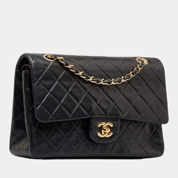 Chanel Black Caviar Leather Medium Classic Double Flap Shoulder