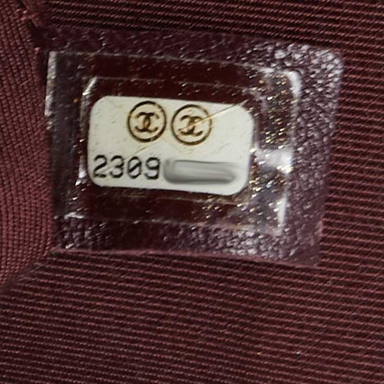 Pre Owned Chanel Burgundy Aged Leather Gold Bar Top Handle Bag