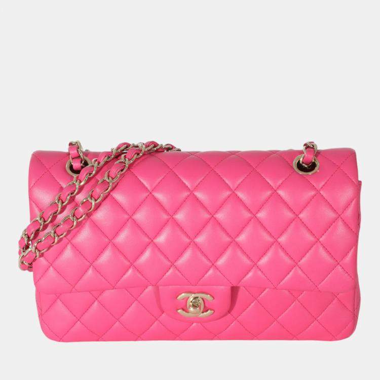 Chanel Pink Quilted Lambskin Leather Medium Classic Double Flap