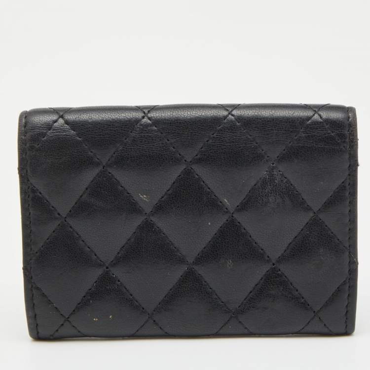 Pre Owned Chanel Black Caviar Leather CC Flap Card Case