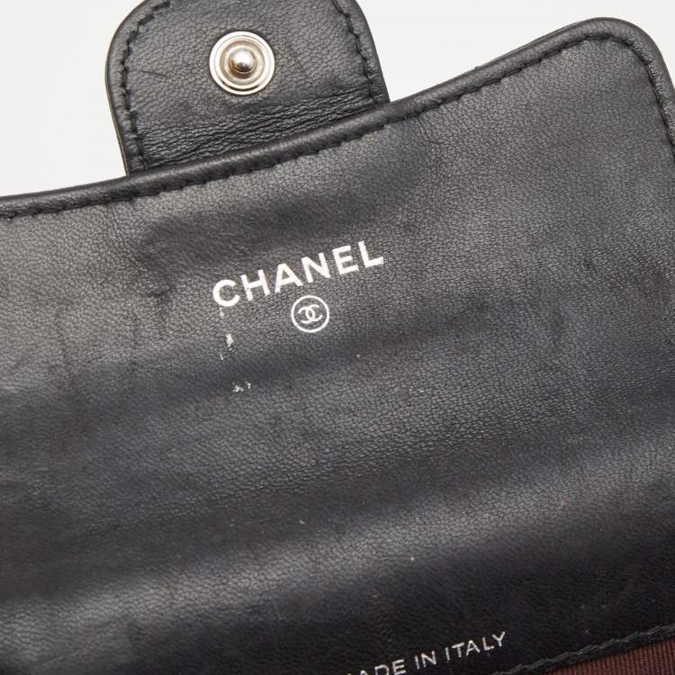 Pre Owned Chanel Black Caviar Leather CC Flap Card Case