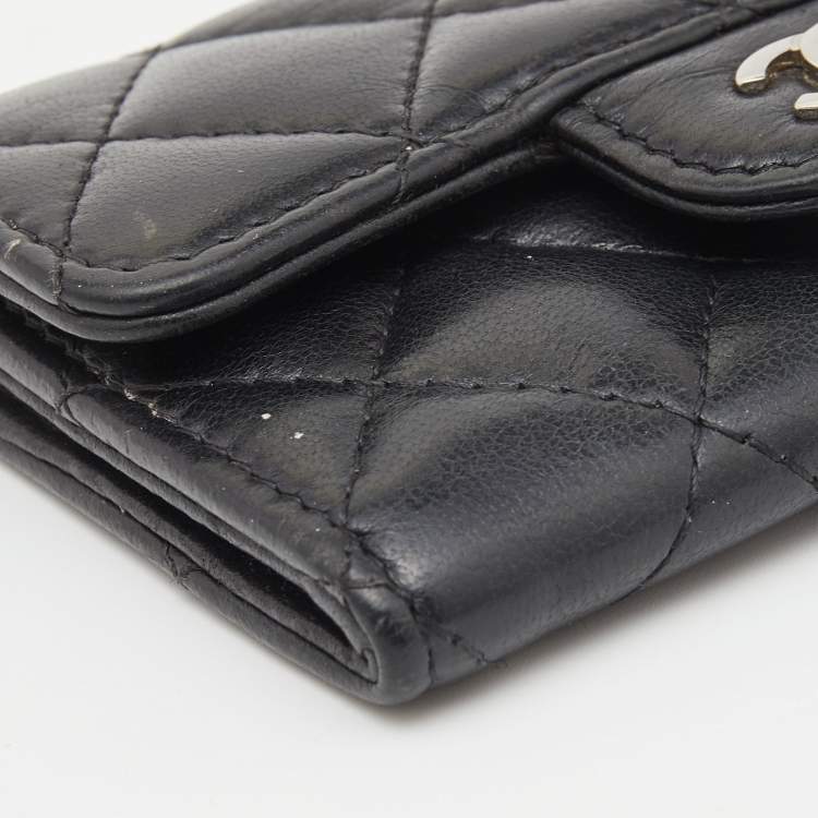 Pre Owned Chanel Black Caviar Leather CC Flap Card Case