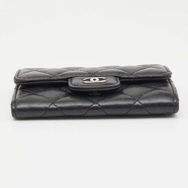 Pre Owned Chanel Black Caviar Leather CC Flap Card Case