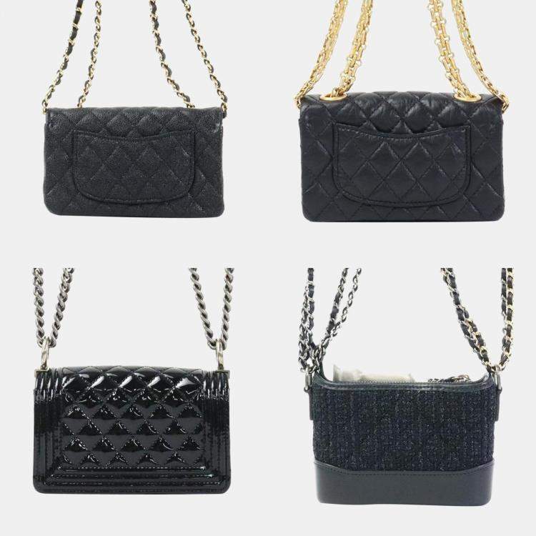Chanel Black Leather Success Story Set of 4 Micro Mini Bags with Quilted Trunk