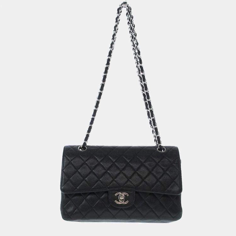 Chanel Black Leather Medium Classic Double Flap Shoulder Bag