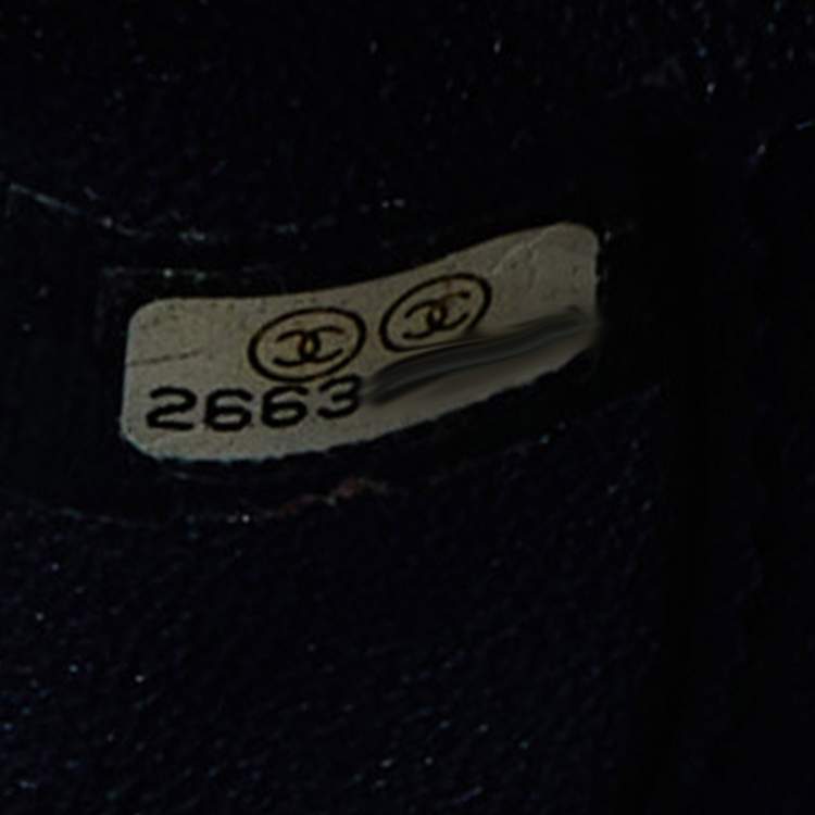 Pre Owned Chanel Blue/Pink Quilted Caviar Leather and Watersnake Leather Medium Coco Top Handle Bag