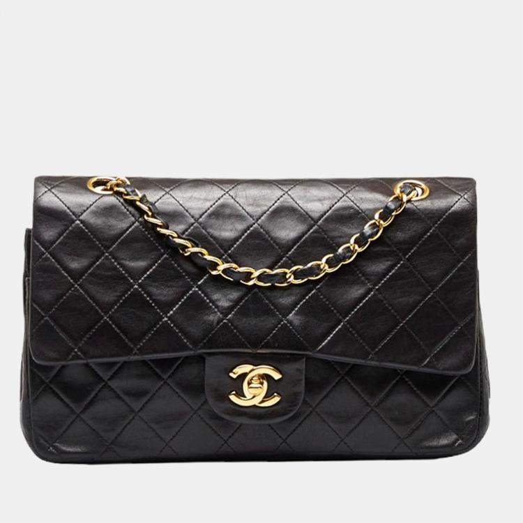 Chanel Black Leather Medium Classic Double Flap Bag Chanel