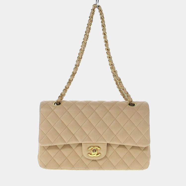 Chanel Beige Leather Classic Double flap bag