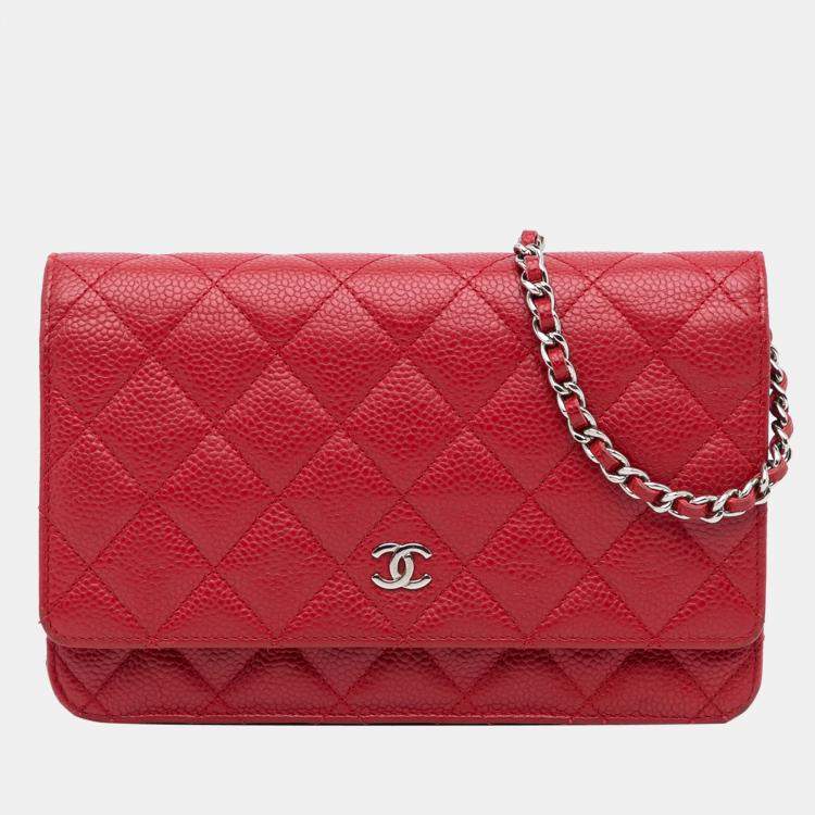 Chanel Red Caviar Wallet On Chain