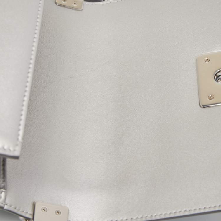 Pre Owned Chanel Silver/Blue PVC and Leather Small Water Boy Flap Bag