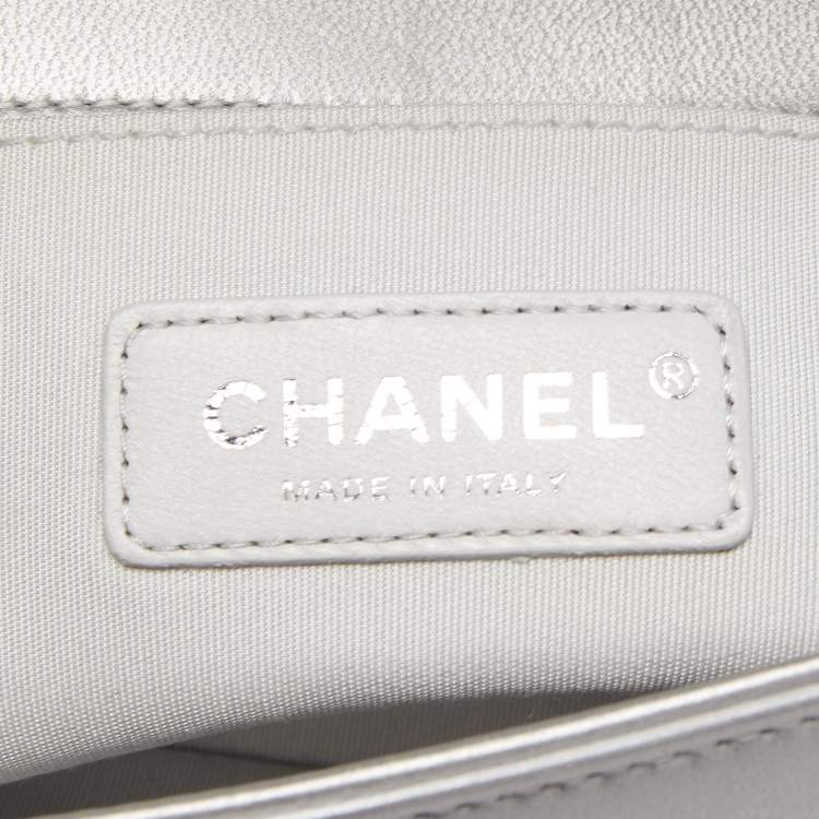 Pre Owned Chanel Silver/Blue PVC and Leather Small Water Boy Flap Bag