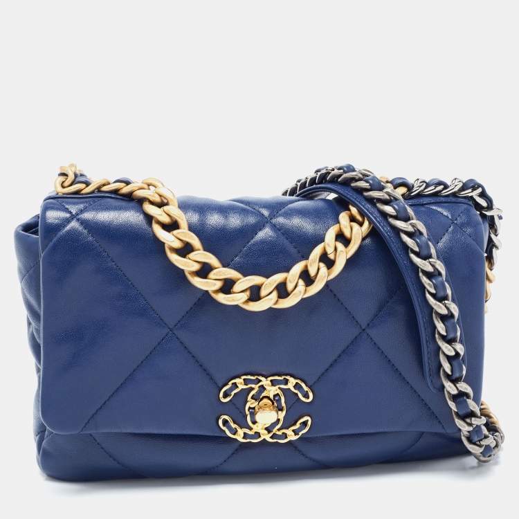 Chanel Blue Quilted Leather Medium 19 Flap Bag