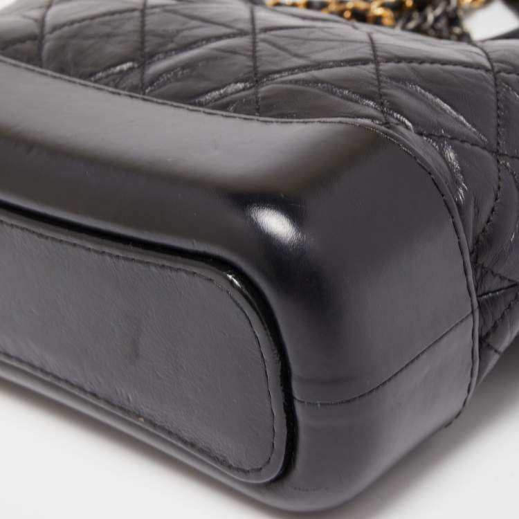 Pre Owned Chanel Black Quilted Aged Leather Small Gabrielle Hobo