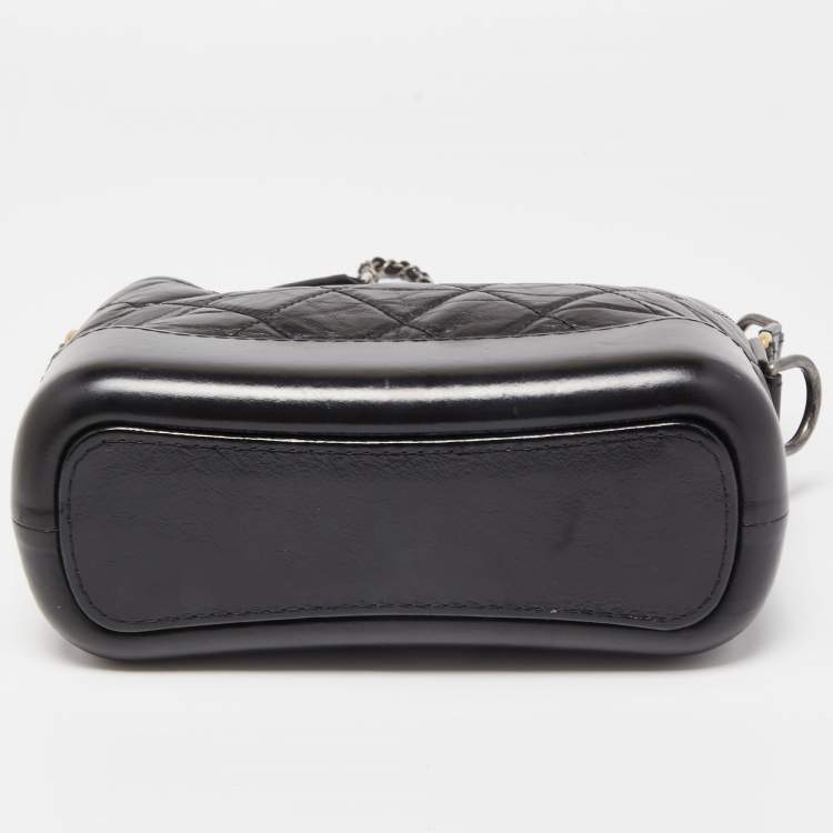 Pre Owned Chanel Black Quilted Aged Leather Small Gabrielle Hobo