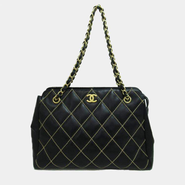 Chanel Black CC Wild Stitch Chain Shoulder Bag