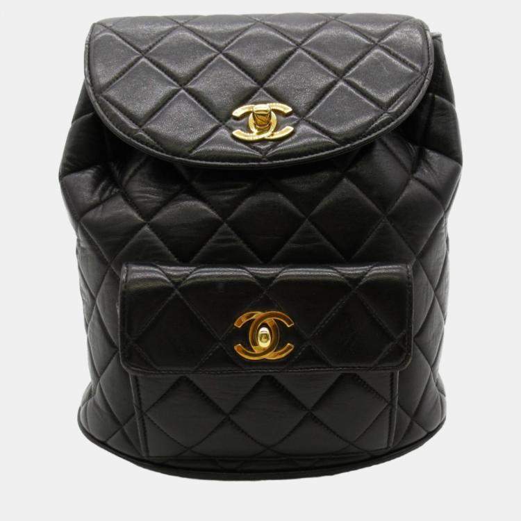 Chanel Black CC Quilted Leather Duma Backpack Chanel